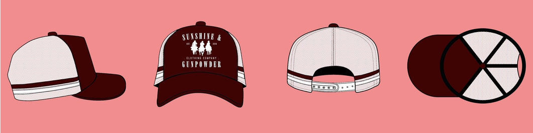 Maroon and White Trucker Cap